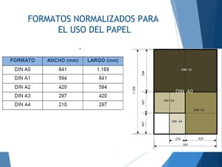 FORMATOS NORMALIZADOS PARA
EL USO DEL PAPEL
 
