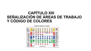 CAPÍTULO XIII
SEÑALIZACIÓN DE ÁREAS DE TRABAJO
Y CÓDIGO DE COLORES
 