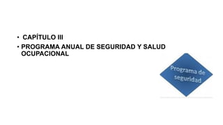 • CAPÍTULO III
• PROGRAMA ANUAL DE SEGURIDAD Y SALUD
OCUPACIONAL
 