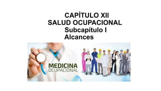 CAPÍTULO XII
SALUD OCUPACIONAL
Subcapítulo I
Alcances
 