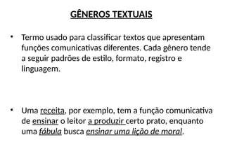 Generos Textuais em Ingles - Incluindo ENEM | PPTX