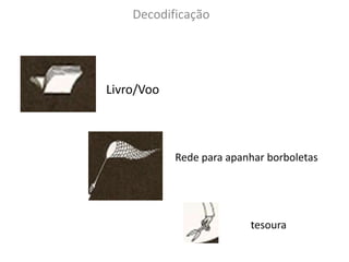 Decodificação
Livro/Voo
Rede para apanhar borboletas
tesoura
 