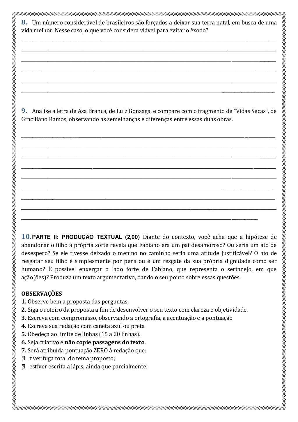 Interpretação de texto vidas secas