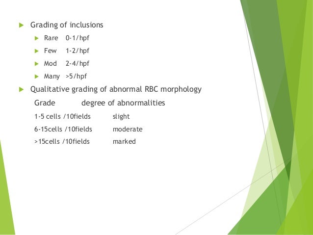 interpretation of cbc rbc morphology grading chart