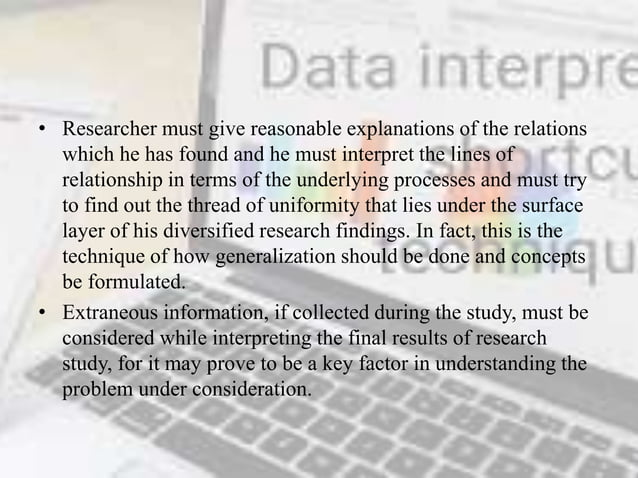 Interpretation of data Research Methodolgy