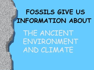FOSSILS GIVE US INFORMATION ABOUT THE ANCIENT ENVIRONMENT  AND CLIMATE 