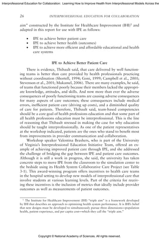 Inter-professional Education for Collaboration: Learning How to | PDF