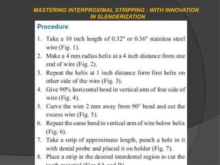 MASTERING INTERPROXIMAL STRIPPING : WITH INNOVATION
IN SLENDERIZATION
 