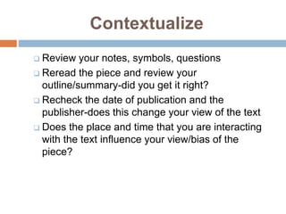 Interrogating the text , Critical thinking | PPTX