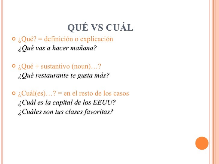 Interrogative Words And Que Vs Cual