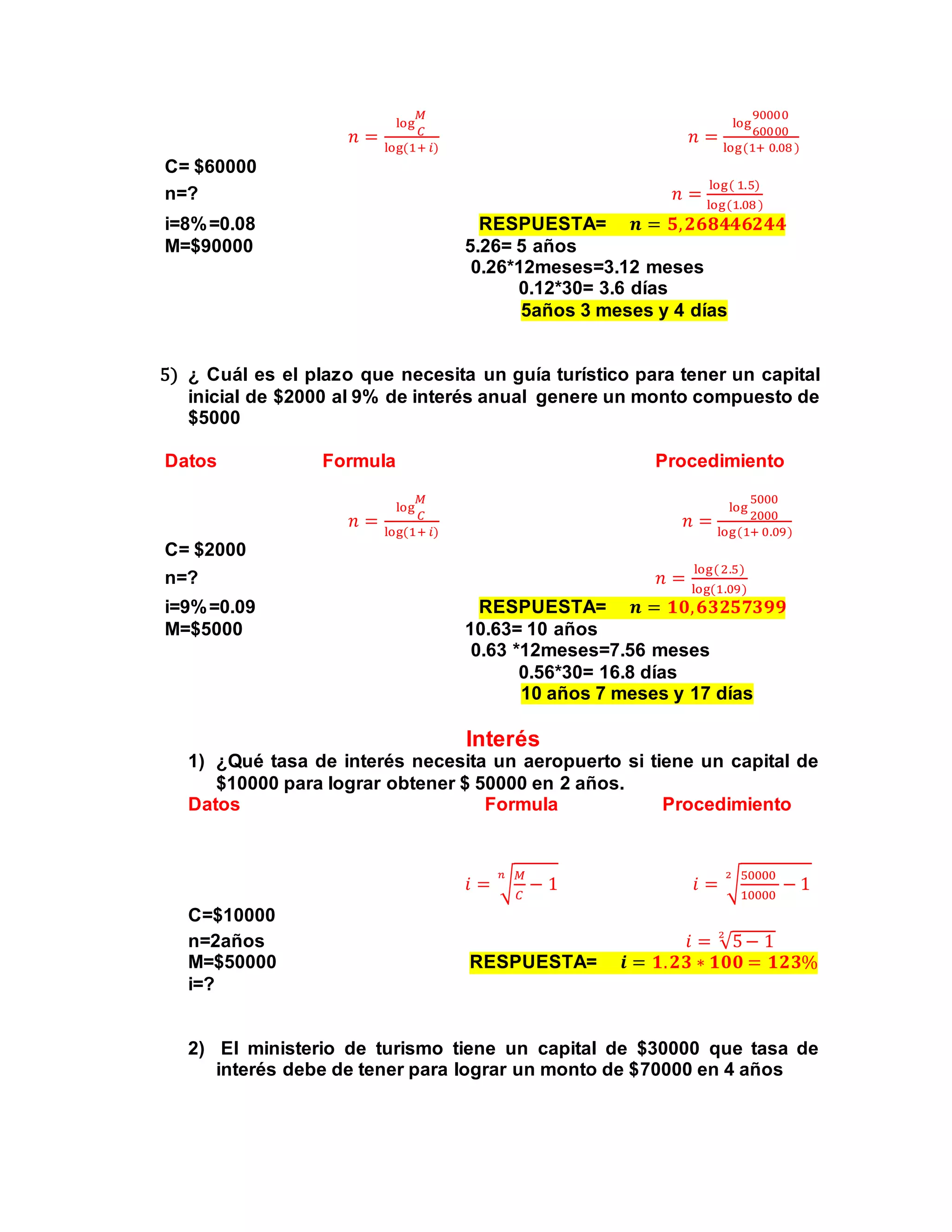 ejercicios de matematica financiera | PDF