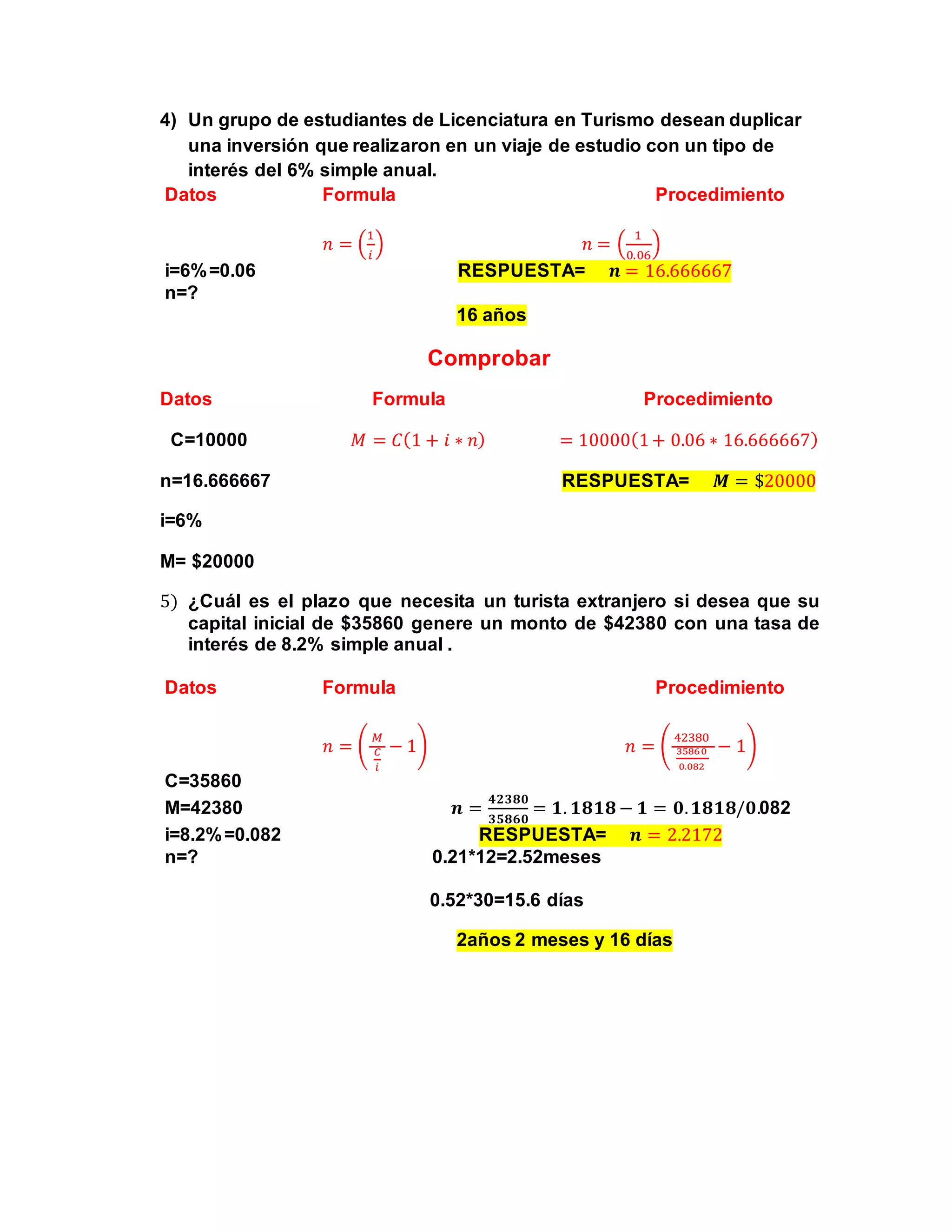 ejercicios de matematica financiera | PDF