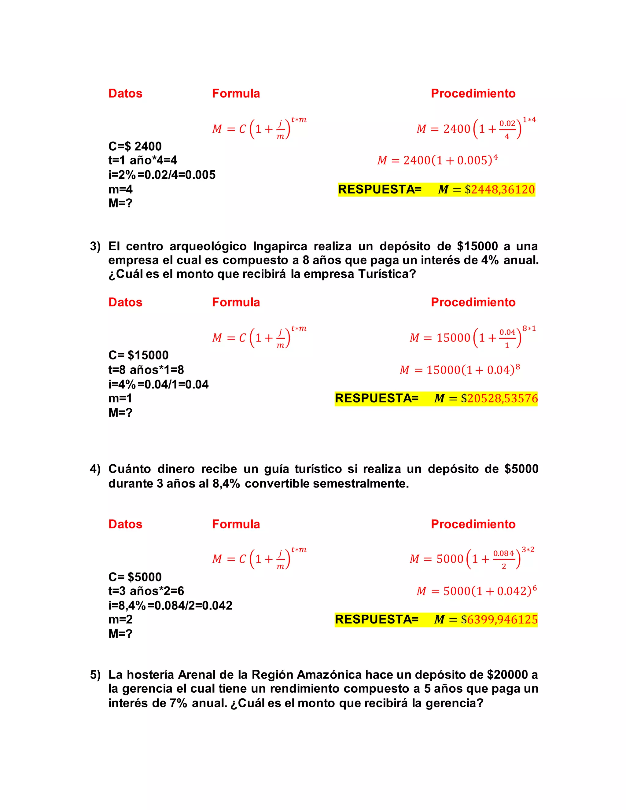 ejercicios de matematica financiera | PDF