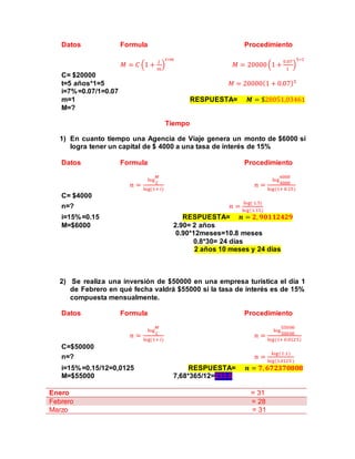 ejercicios de matematica financiera | DOCX