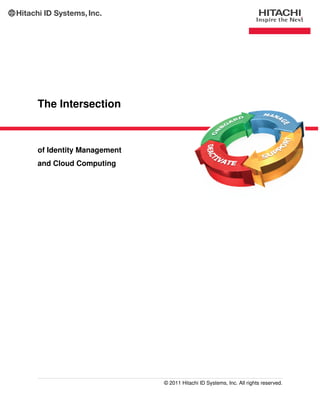 The Intersection
of Identity Management
and Cloud Computing
© 2011 Hitachi ID Systems, Inc. All rights reserved.
 