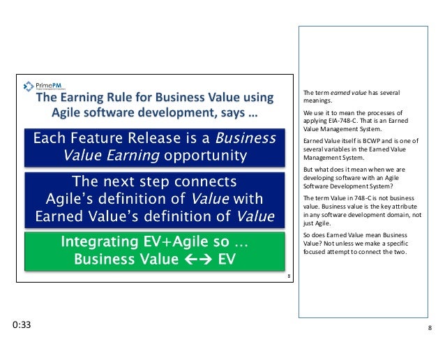 Intersection of evm and agile software development with notes