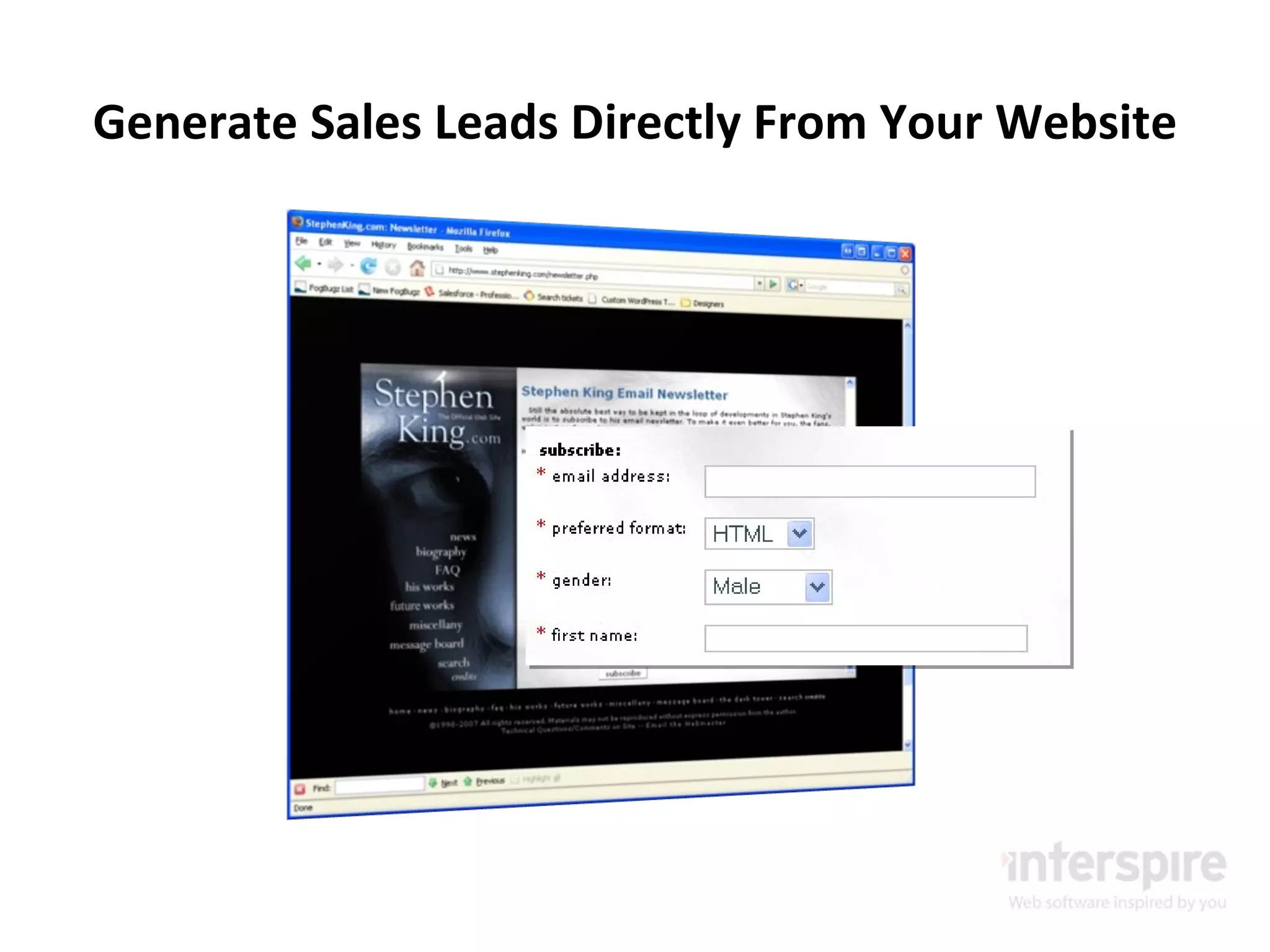 Generate Sales Leads Directly From Your Website 