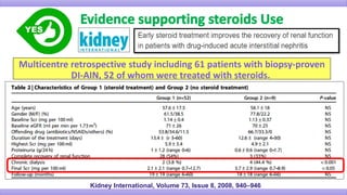 Multicentre retrospective study including 61 patients with biopsy-proven
DI-AIN, 52 of whom were treated with steroids.
Kidney International, Volume 73, Issue 8, 2008, 940–946
 