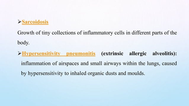 Interstitial lung disease (ILD) ppt slideshare | PPTX | Lung and ...