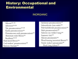 History: Occupational and
Environmental
INORGANIC

 