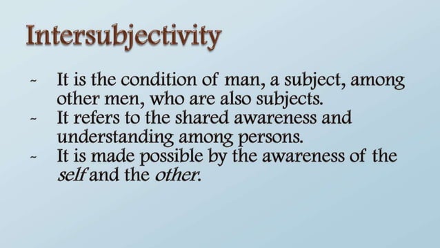 Intersubjectivity Meaning In Tagalog Intersubjectivity