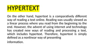 INTERTEXT and HYPERTEXT lessons for students | PPTX