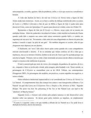 Um Olhar sobre o mundo mágico de Lewis- A intertextualidade bíblica em as crônicas de Nárnia