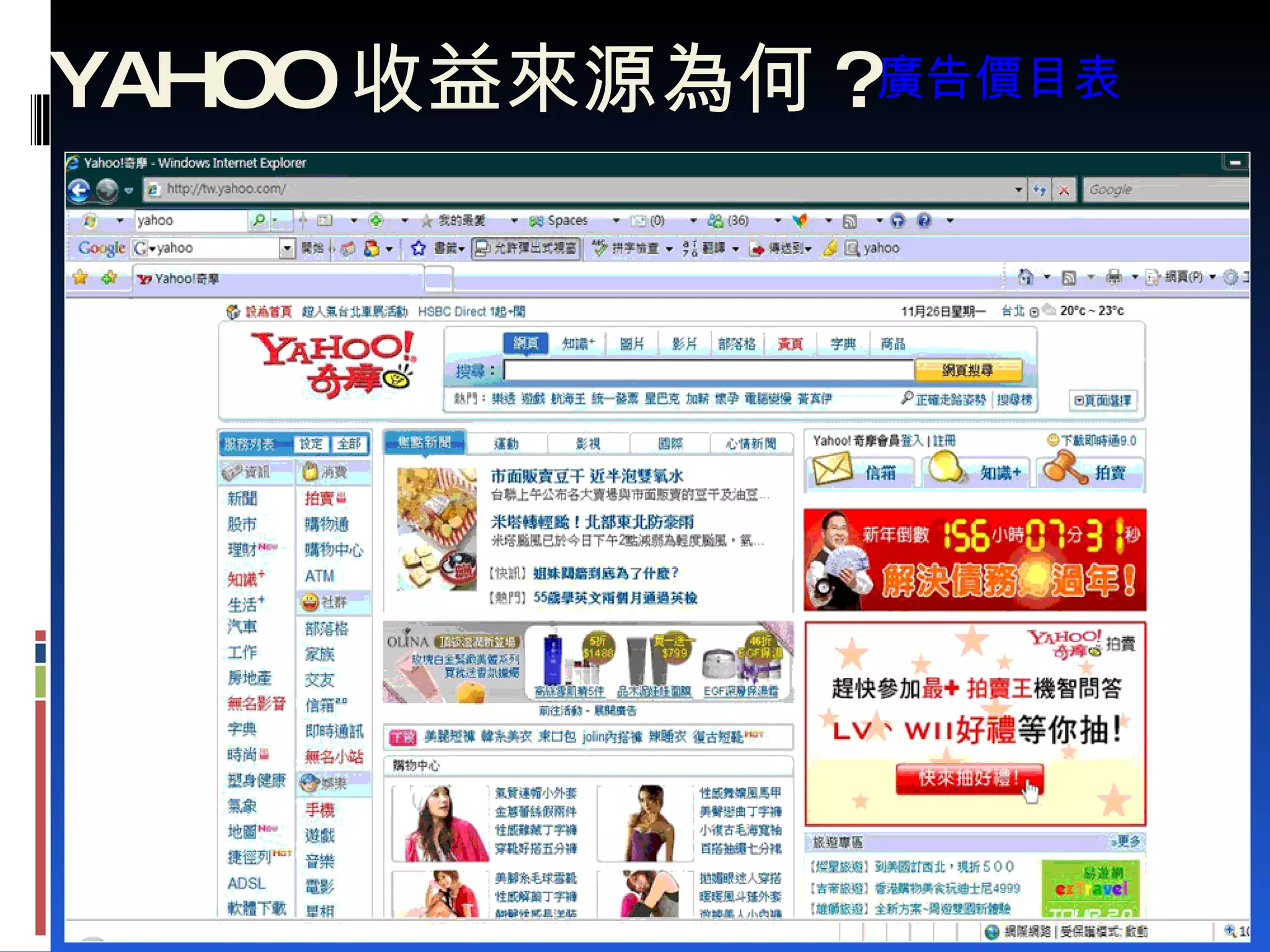 YAHOO 收益來源為何 ? 廣告價目表 