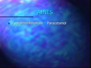 AINES
 D.paraminofenólicos Paracetamol
 
