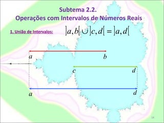 Subtema 2.2.  Operações com Intervalos de Números Reais 1. União de Intervalos: 