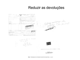 PEGI - PROGRAMA DE EXTENSÃO EM GESTÃO INDUSTRIAL – JUL/10
Reduzir as devoluções
 
