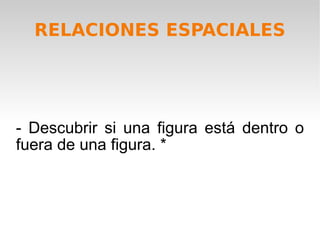 RELACIONES ESPACIALES - Descubrir si una figura está dentro o fuera de una figura. * 