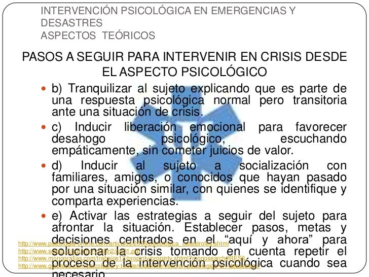 Intervención psicológica en emergencias y desastres