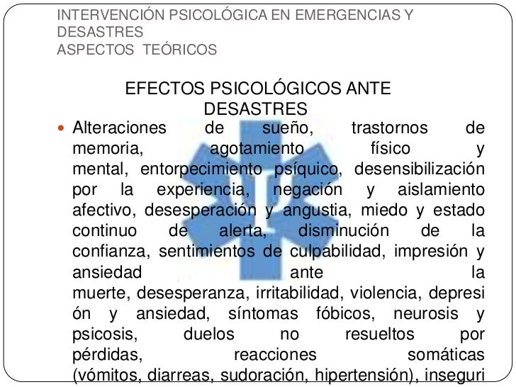 Intervención psicológica en emergencias y desastres