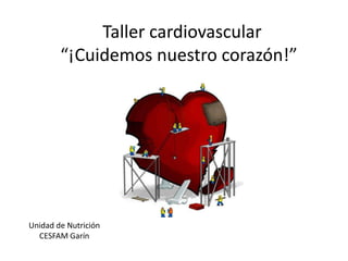 Taller cardiovascular
        “¡Cuidemos nuestro corazón!”




Unidad de Nutrición
  CESFAM Garín
 