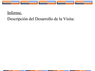 Informe.
Descripción del Desarrollo de la Visita:
 