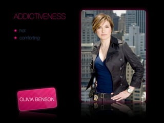 ADDICTIVENESS
★ hot
★ comforting




                    Text




    OLIVIA BENSON
 