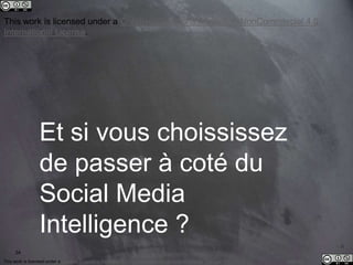 This work is licensed under a Creative Commons Attribution-NonCommercial 4.0 International License. @Médhi
34
Et si vous choississez
de passer à coté du
Social Media
Intelligence ?
This work is licensed under a Creative Commons Attribution-NonCommercial 4.0
International License.
 