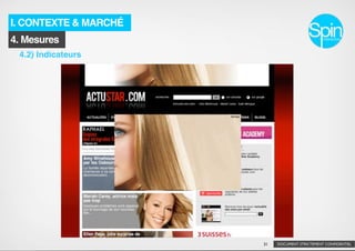 I. CONTEXTE & MARCHÉ
4. Mesures
 4.2) Indicateurs




                       31   DOCUMENT STRICTEMENT CONFIDENTIEL
 