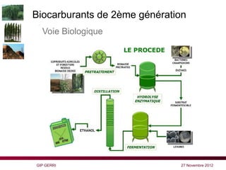 Biocarburants de 2ème génération
  Voie Biologique




GIP GERRI                     27 Novembre 2012
 