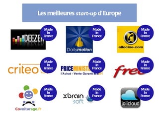 Les meilleures start-up d’Europe

  Made              Made           Made
    in                in             in
  France            France         France




  Made              Made           Made
    in                in             in
  France            France         France




  Made              Made           Made
    in                in             in
  France            France         France
 