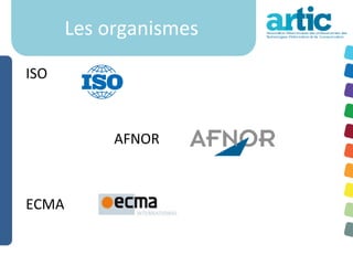 Les organismes

ISO



            AFNOR



ECMA
 