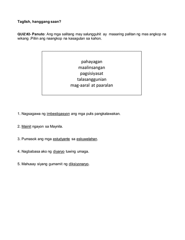 Intervention in filipino