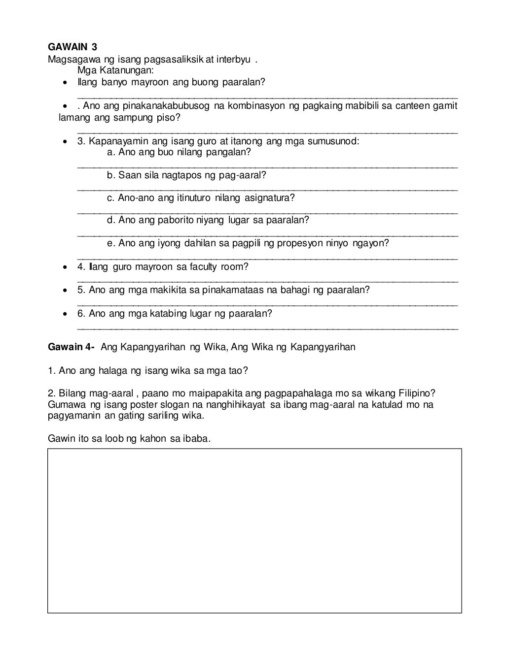 Intervention in filipino