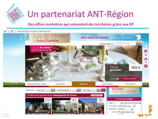 Un partenariat ANT-Région
Des offres marketées qui remontent des territoires grâce aux OT
 