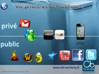 Exploiter les réseaux sociaux - 2013
www.clic-en-berry.fr
 
