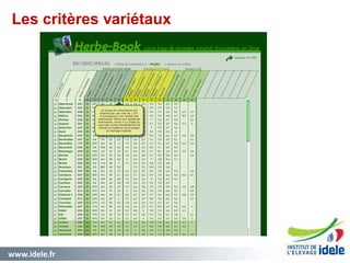 www.idele.fr 12
Les critères variétaux
12
 