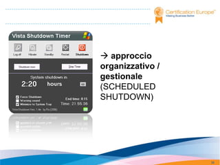  approccio
organizzativo /
gestionale
(SCHEDULED
SHUTDOWN)




                  38
 