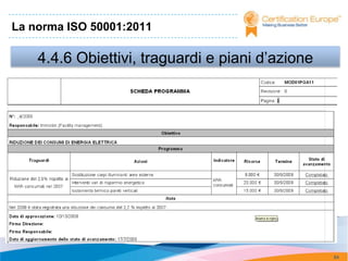 La norma ISO 50001:2011

    4.4.6 Obiettivi, traguardi e piani d’azione




                                                  84
 