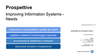 Prospettive
Improving Information Systems -
Needs
migliorare la comparabilità e qualità dei report
adattare i sistemi di monitoraggio nazionali
armonizzare le statistiche e indicatori
assicurare accesso e trasparenza
 
